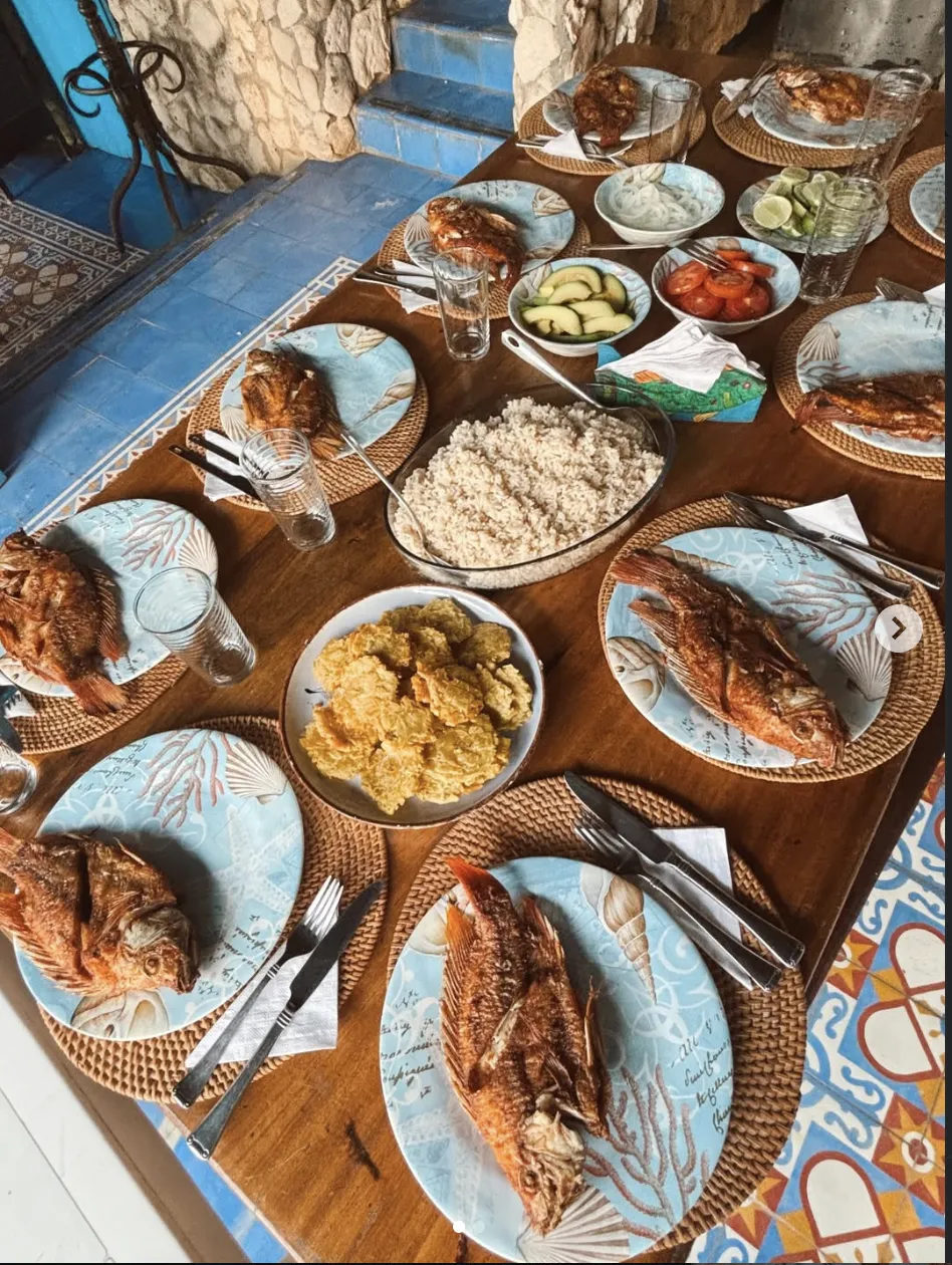 Fresh lunch prepared at Casa Gaviota
